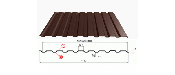 Профнастил коричневый оцинкованный  RAL 8017 С-20 купить недорого в Пушкино
