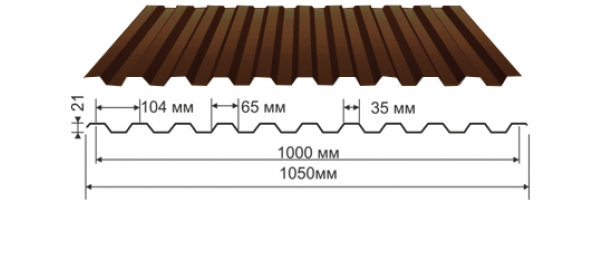 Профнастил коричневый оцинкованный  RAL 8017 С-21 купить недорого в Пушкино