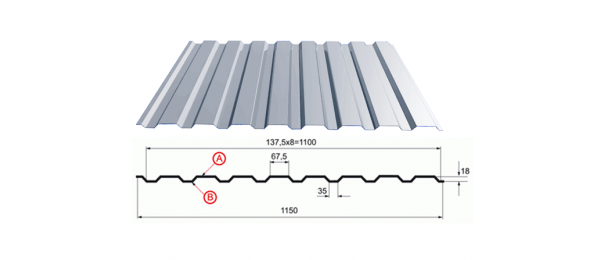 Профнастил оцинкованный С-20 1100x2500 купить недорого в Пушкино